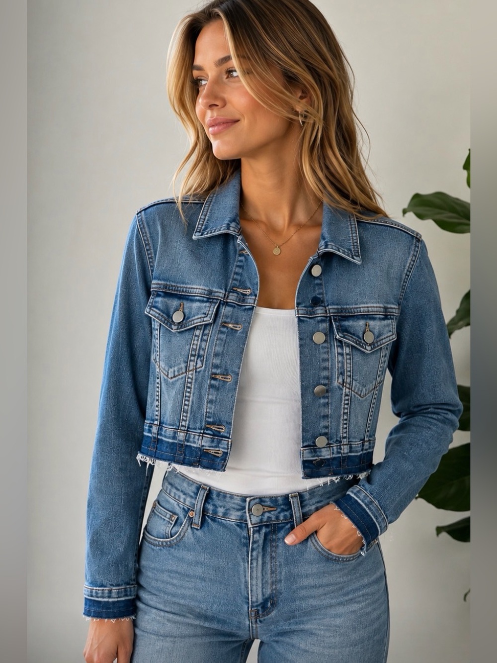 NWT GANNI Tint Wash Cropped Distressed Denim Jacket Size 36 $375